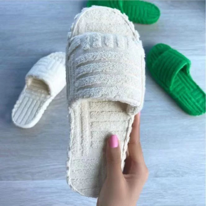 AliExpress European and American Foreign Trade Large Size Fluffy Slippers 2022 Autumn and Winter New Word Thick Bottom Women Embossed Cotton Slippers Women