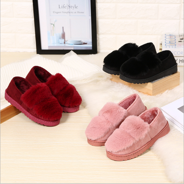 Cotton slippers fashionable ladies doudou style home shoes warm thick soles and plush indoor and is suing wool slippers