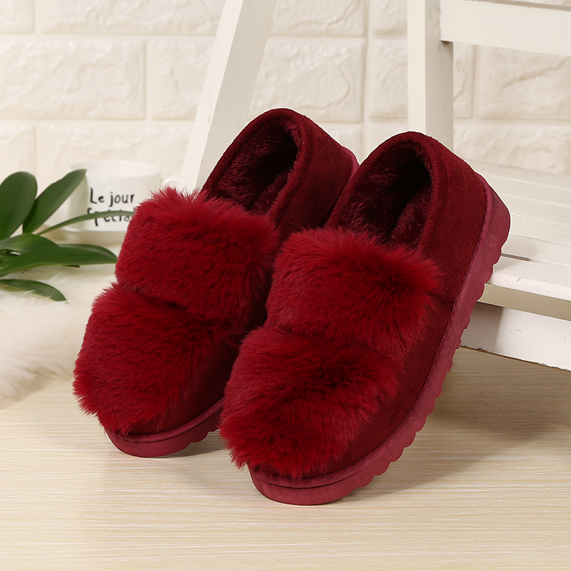 Cotton slippers fashionable ladies doudou style home shoes warm thick soles and plush indoor and is suing wool slippers