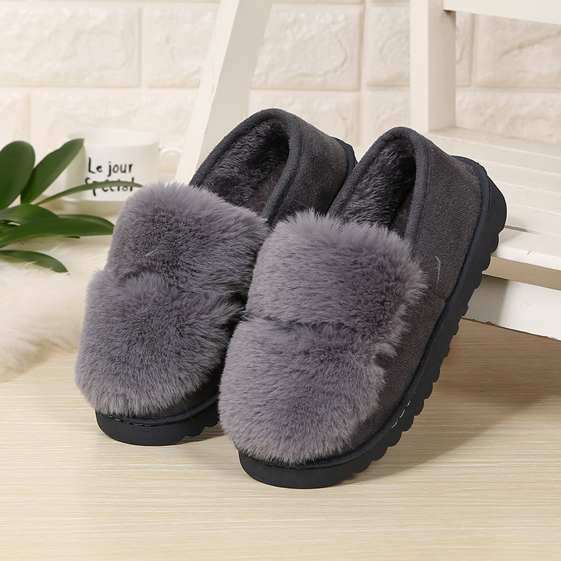 Cotton slippers fashionable ladies doudou style home shoes warm thick soles and plush indoor and is suing wool slippers