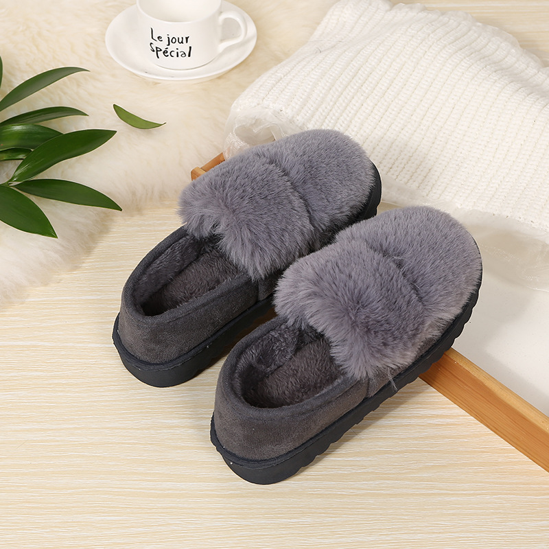Cotton slippers fashionable ladies doudou style home shoes warm thick soles and plush indoor and is suing wool slippers