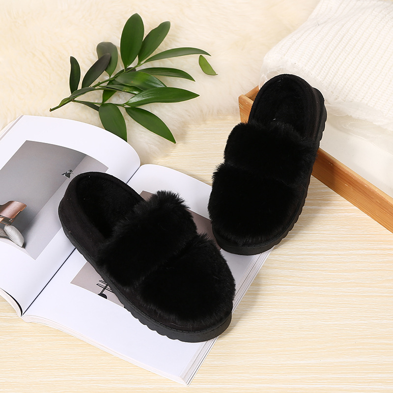 Cotton slippers fashionable ladies doudou style home shoes warm thick soles and plush indoor and is suing wool slippers