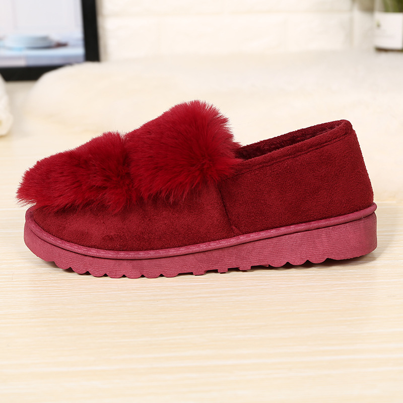 Cotton slippers fashionable ladies doudou style home shoes warm thick soles and plush indoor and is suing wool slippers
