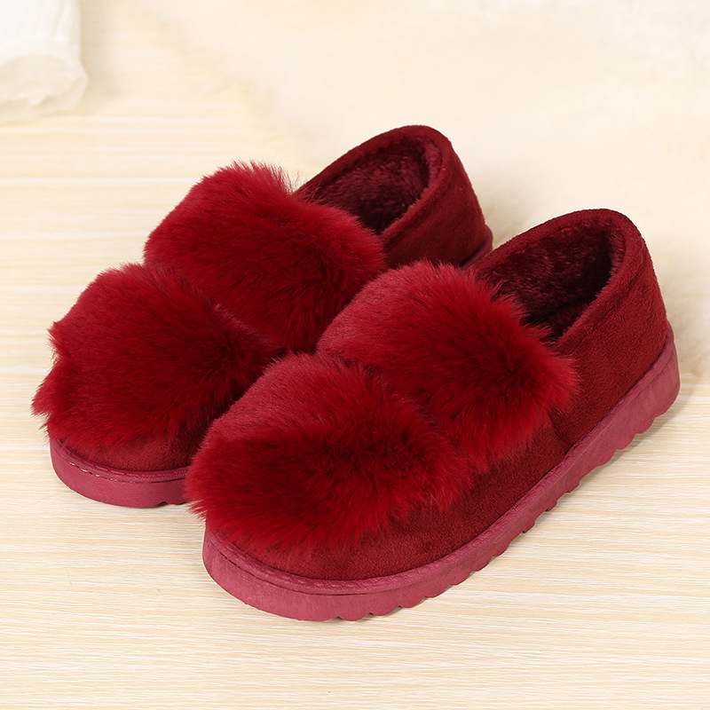 Cotton slippers fashionable ladies doudou style home shoes warm thick soles and plush indoor and is suing wool slippers
