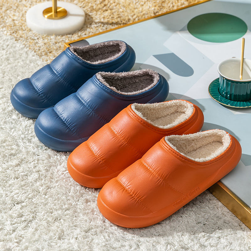 Cotton Slippers Women&#039;s Waterproof Autumn and Winter Thick Bottom Household Men&#039;s Couple Eva Indoor and Outdoor Plush Insulated Cotton-Padded Shoes