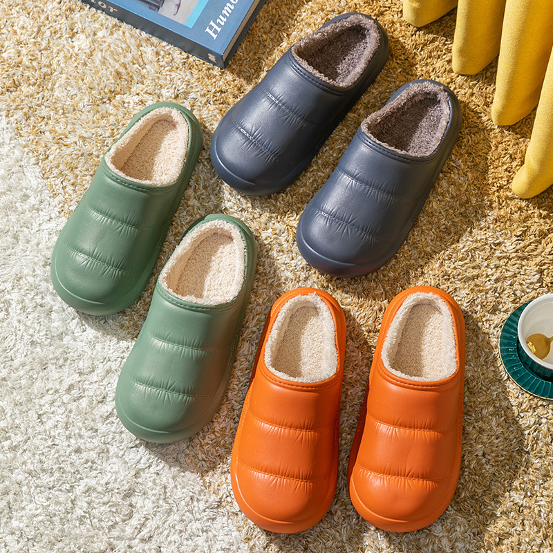 Cotton Slippers Women&#039;s Waterproof Autumn and Winter Thick Bottom Household Men&#039;s Couple Eva Indoor and Outdoor Plush Insulated Cotton-Padded Shoes