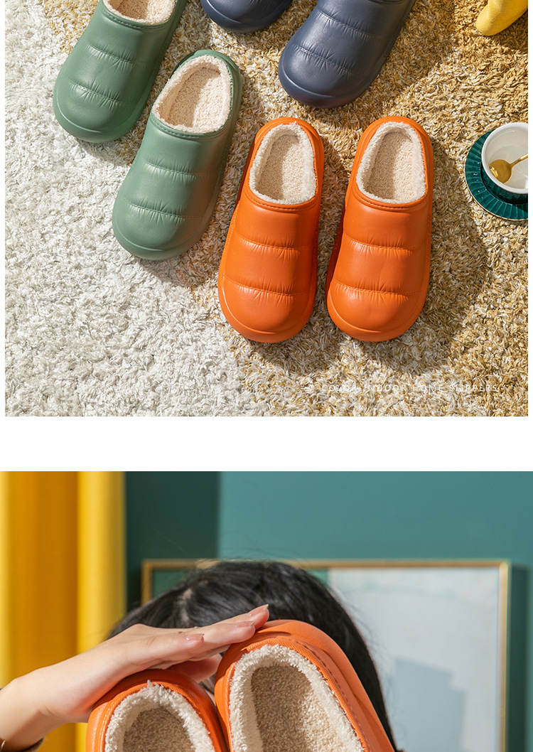 Cotton Slippers Women's Waterproof Autumn and Winter Thick Bottom Household Men's Couple Eva Indoor and Outdoor Plush Insulated Cotton-Padded Shoes