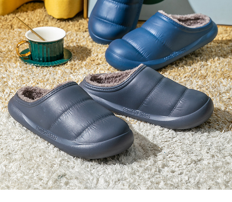Cotton Slippers Women's Waterproof Autumn and Winter Thick Bottom Household Men's Couple Eva Indoor and Outdoor Plush Insulated Cotton-Padded Shoes