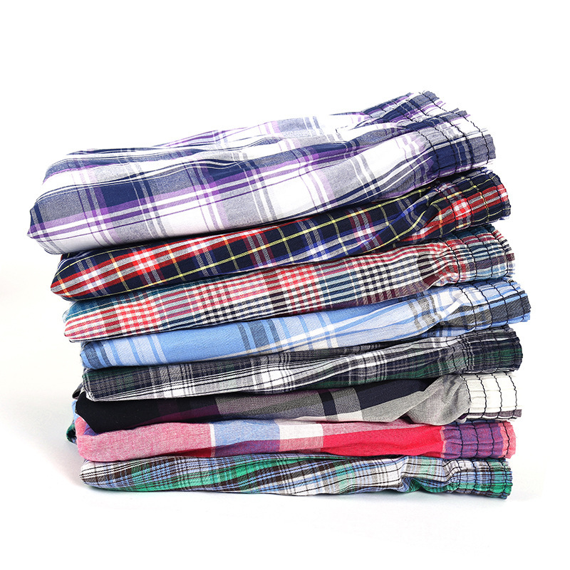 Summer Casual Plaid Beach Pants Foreign Trade Original Order Men&#039;s Boxers Cotton Large Size Loose Boxer Briefs Wholesale