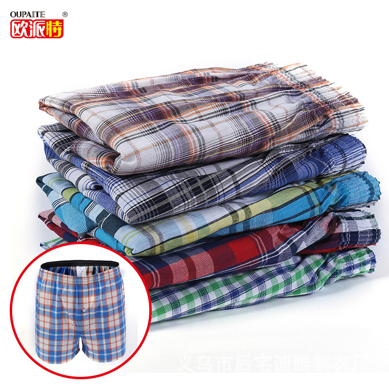 Summer Casual Plaid Beach Pants Foreign Trade Original Order Men&#039;s Boxers Cotton Large Size Loose Boxer Briefs Wholesale