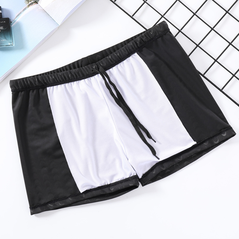 Sharkskin Swimsuit for men Black trend stretch Boxer shorts Hot Springs Beach pants for adults