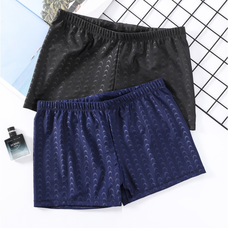 Sharkskin Swimsuit for men Black trend stretch Boxer shorts Hot Springs Beach pants for adults