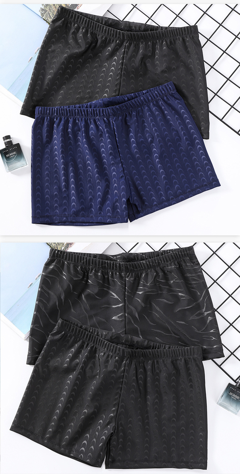Sharkskin Swimsuit for men Black trend stretch Boxer shorts Hot Springs Beach pants for adults