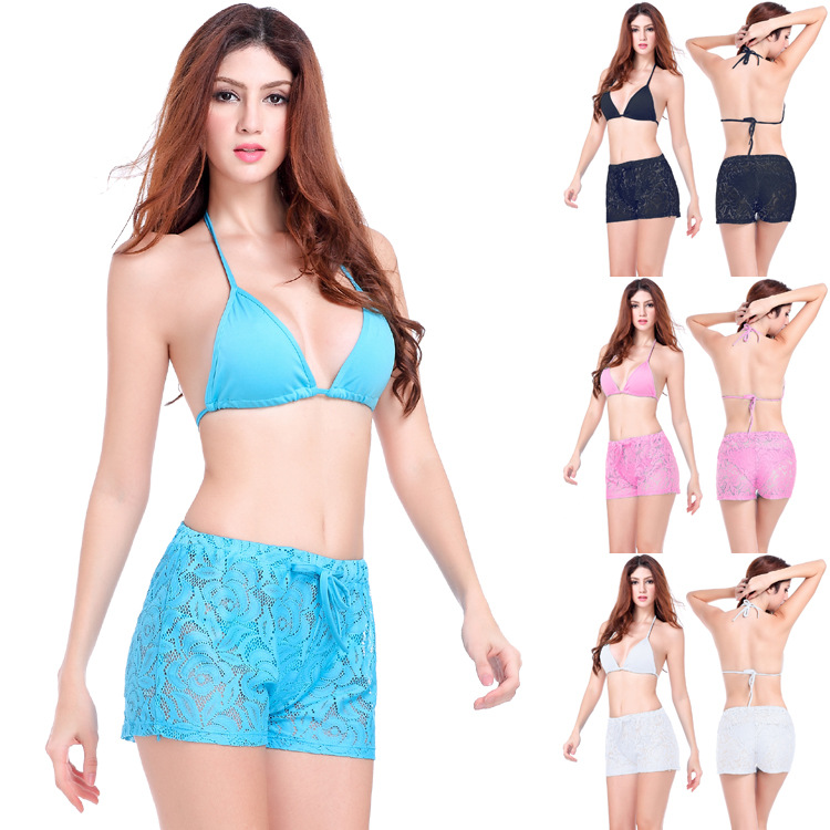 European Station Beach Pants 2020 New Lace Transparent Sexy Women&#039;s Shorts Air-Permeable Beachwear Hot Pants Factory