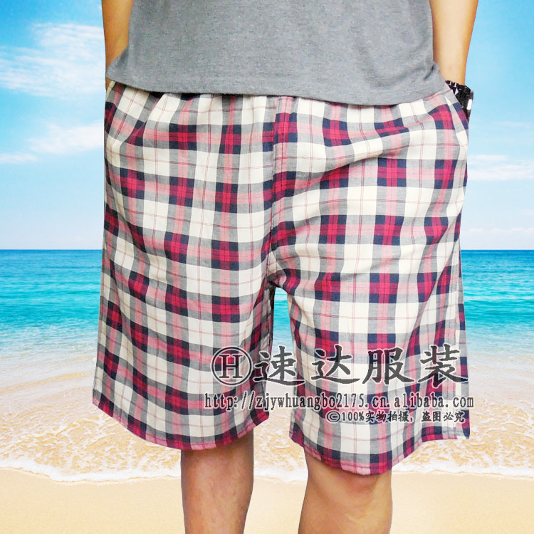Factory Direct Sales Men&#039;s Beach Pants Cotton All-Matching Casual Shorts Men&#039;s Foreign Trade Plaid 5-Point Pants Middle Pants Wholesale
