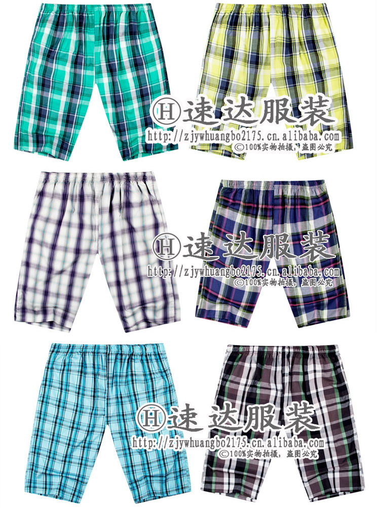 Factory Direct Sales Men's Beach Pants Cotton All-Matching Casual Shorts Men's Foreign Trade Plaid 5-Point Pants Middle Pants Wholesale