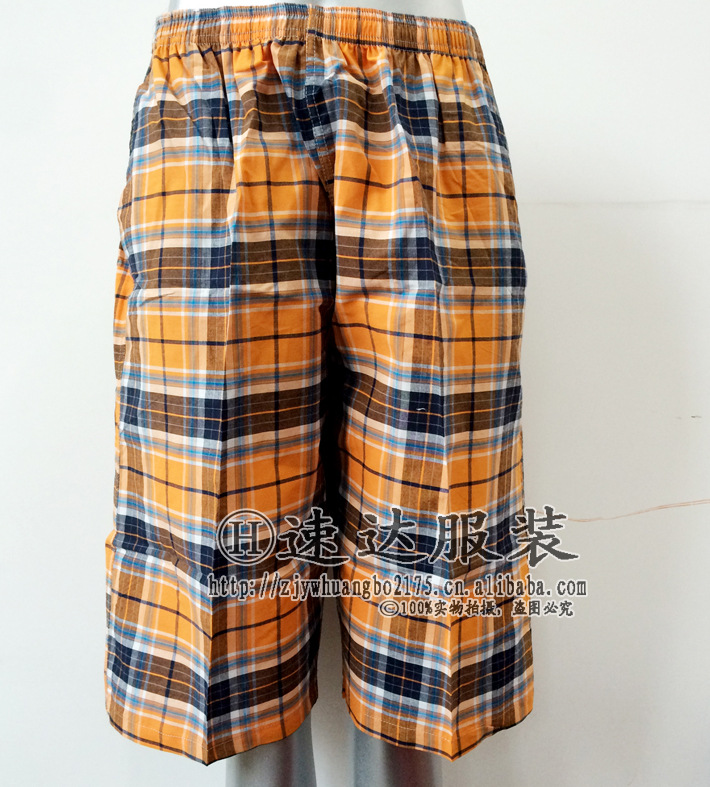 Factory Direct Sales Men's Beach Pants Cotton All-Matching Casual Shorts Men's Foreign Trade Plaid 5-Point Pants Middle Pants Wholesale
