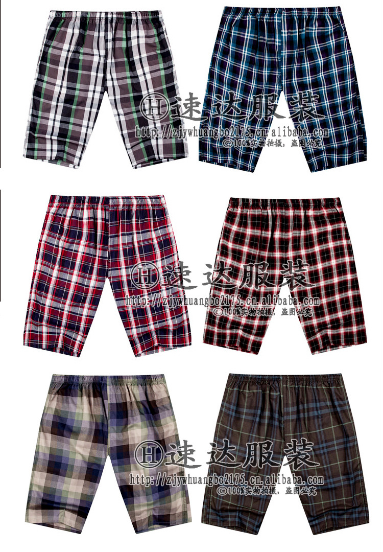 Factory Direct Sales Men's Beach Pants Cotton All-Matching Casual Shorts Men's Foreign Trade Plaid 5-Point Pants Middle Pants Wholesale