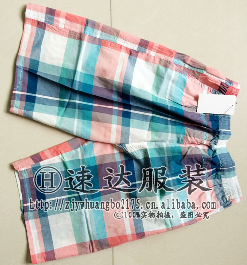 Factory Direct Sales Men's Beach Pants Cotton All-Matching Casual Shorts Men's Foreign Trade Plaid 5-Point Pants Middle Pants Wholesale