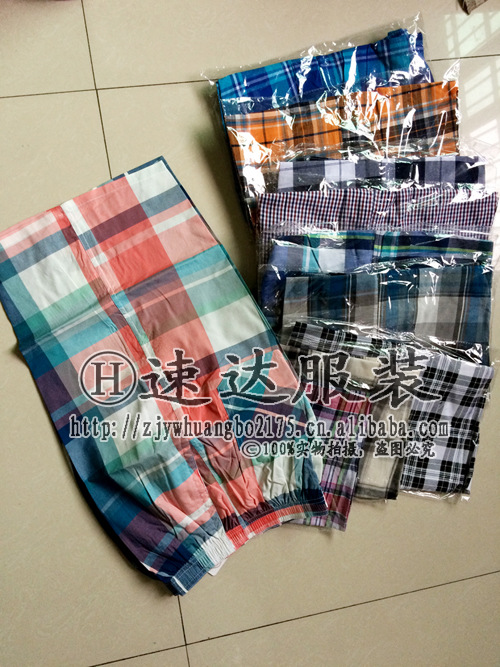 Factory Direct Sales Men's Beach Pants Cotton All-Matching Casual Shorts Men's Foreign Trade Plaid 5-Point Pants Middle Pants Wholesale