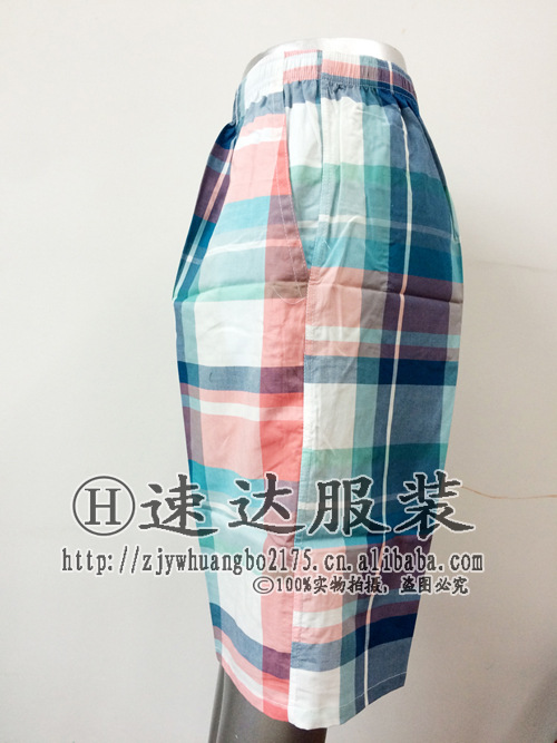 Factory Direct Sales Men's Beach Pants Cotton All-Matching Casual Shorts Men's Foreign Trade Plaid 5-Point Pants Middle Pants Wholesale