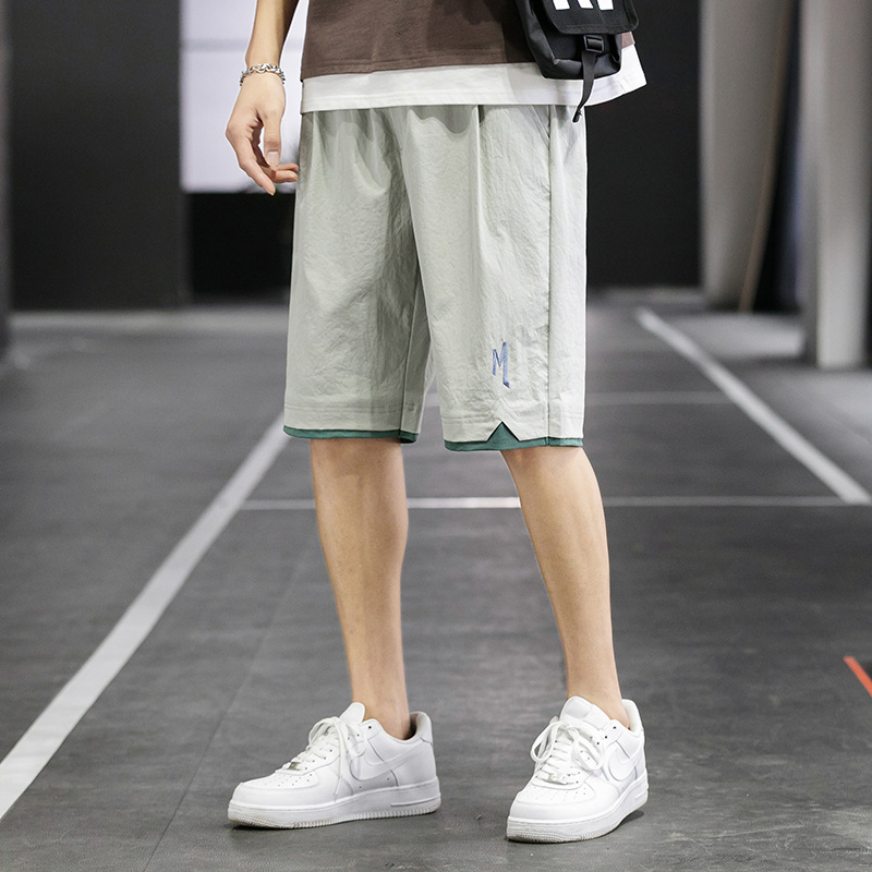 Shorts Men&#039;s Summer Loose Fashion Brand Casual Sports Five-Point Pants Ins Trendy Ice Silk Beach Pants Wholesale