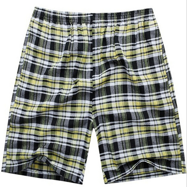 Summer new men 's cotton and linen loose to increase the code home leisure lattice beach pants Summer new men 's cotton and linen loose to increase the code home leisure lattice beach pants
