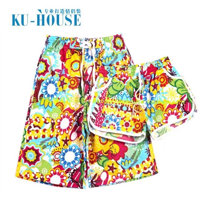 The summer sun flower size five men shorts pants Korean couple beach pants The summer sun flower size five men shorts pants Korean couple beach pants