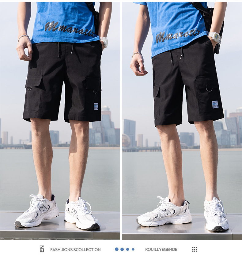 Summer Casual Shorts Men's 2021 New Sports Overalls Trendy Fifth Pants Middle Pants Straight Loose Beach Pants