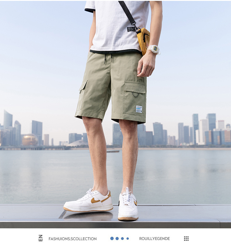 Summer Casual Shorts Men's 2021 New Sports Overalls Trendy Fifth Pants Middle Pants Straight Loose Beach Pants