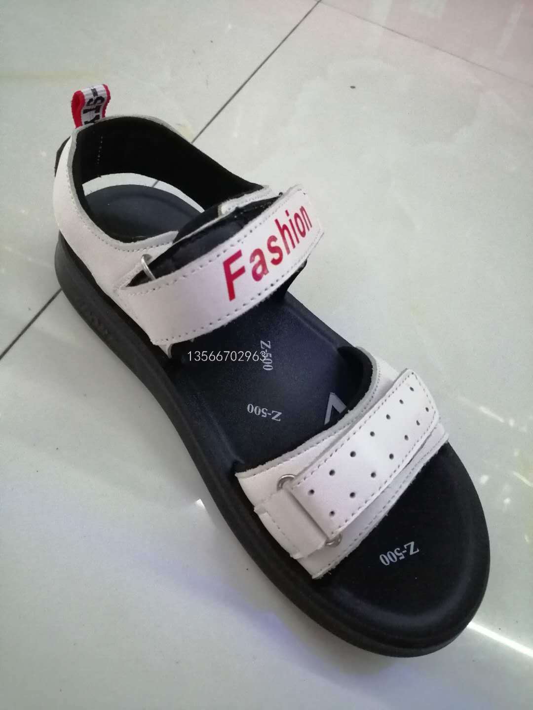 Stock Spot Summer All-match Casual Boys&#039; Open Toe Sandals Velcro Flat Big Kid Beach Shoes