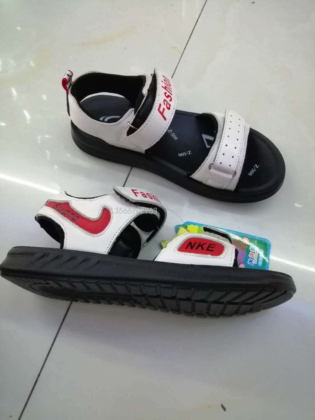 Stock Spot Summer All-match Casual Boys&#039; Open Toe Sandals Velcro Flat Big Kid Beach Shoes