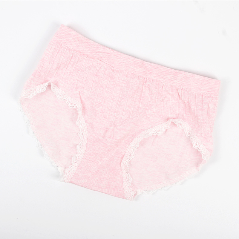 10 Color Cotton Women&#039;s Seamless Underwear High Elastic Thread Stripes Mid-Waist Briefs Seamless and Breathable Shorts Wholesale