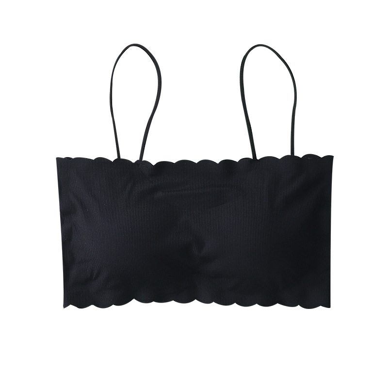 Spaghetti Strap Strapless Bra and Undershirt Bandeau Sling Sports Bra One Piece Ice Silk Seamless Underwear Tube Women