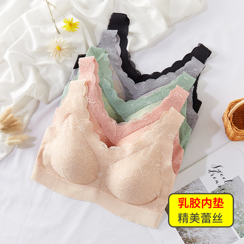 LaTeX Lace Seamless Underwear Women&#039;s Sports Bra Large Size without Steel Ring Push up Underwear Women&#039;s Bra