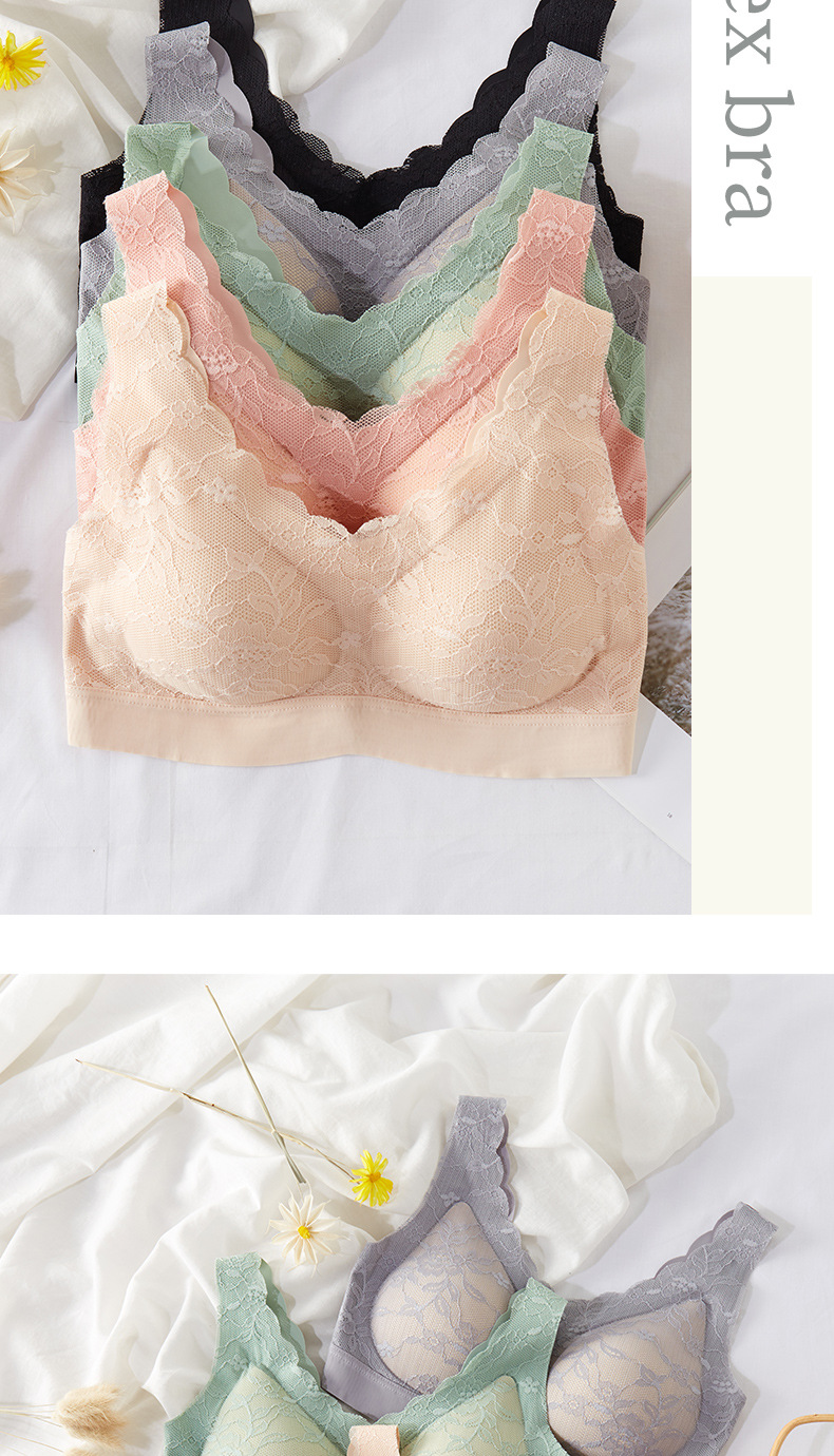 LaTeX Lace Seamless Underwear Women's Sports Bra Large Size without Steel Ring Push up Underwear Women's Bra