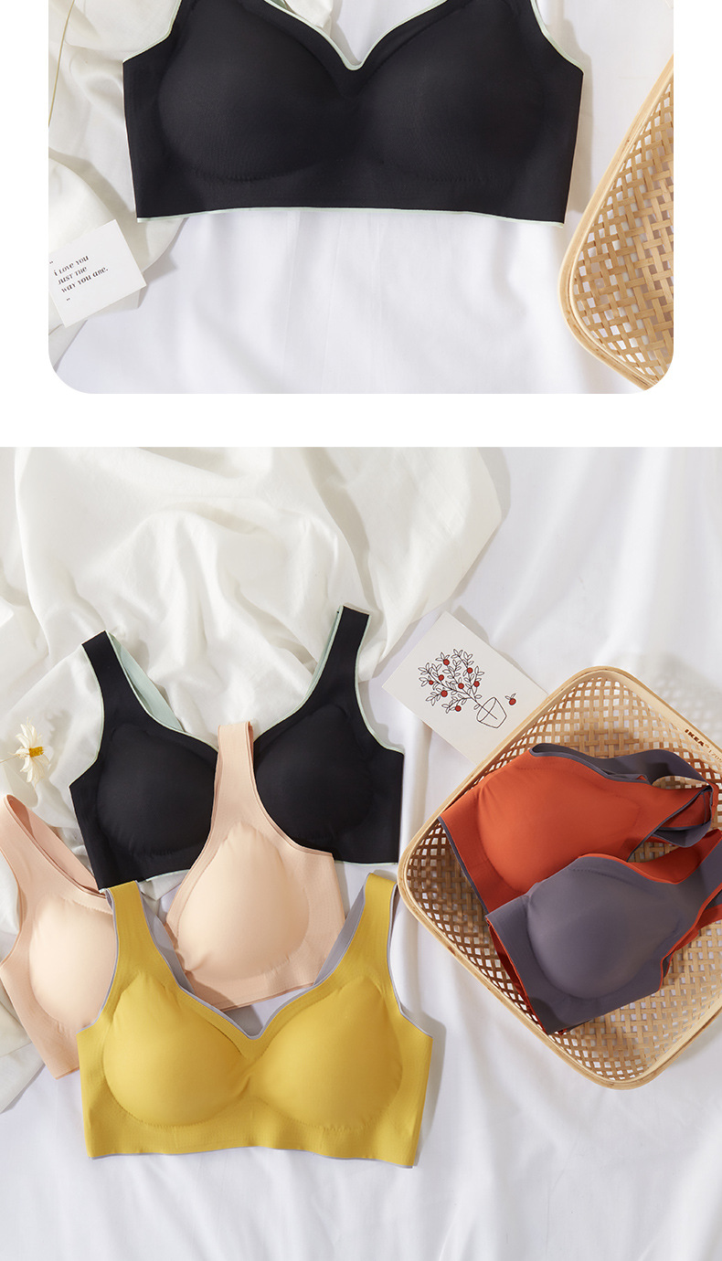 Contrast Color Girlfriends Latex One-Piece Seamless Underwear Women's Bra Wireless Sleep Bra Factory Contrast Color Girlfriends Latex One-Piece Seamless Underwear Women's Bra Wireless Sleep Bra Factory