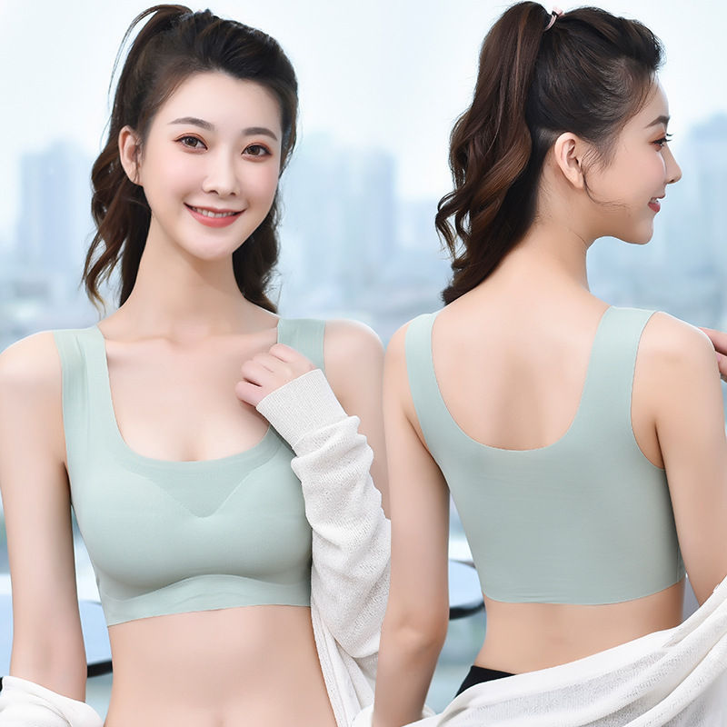 Popular Japanese Shangpin Peace of Mind Generation Seamless Underwear One-Piece Women&#039;s Ice Silk Back Shaping Sports Yoga Vest Bra