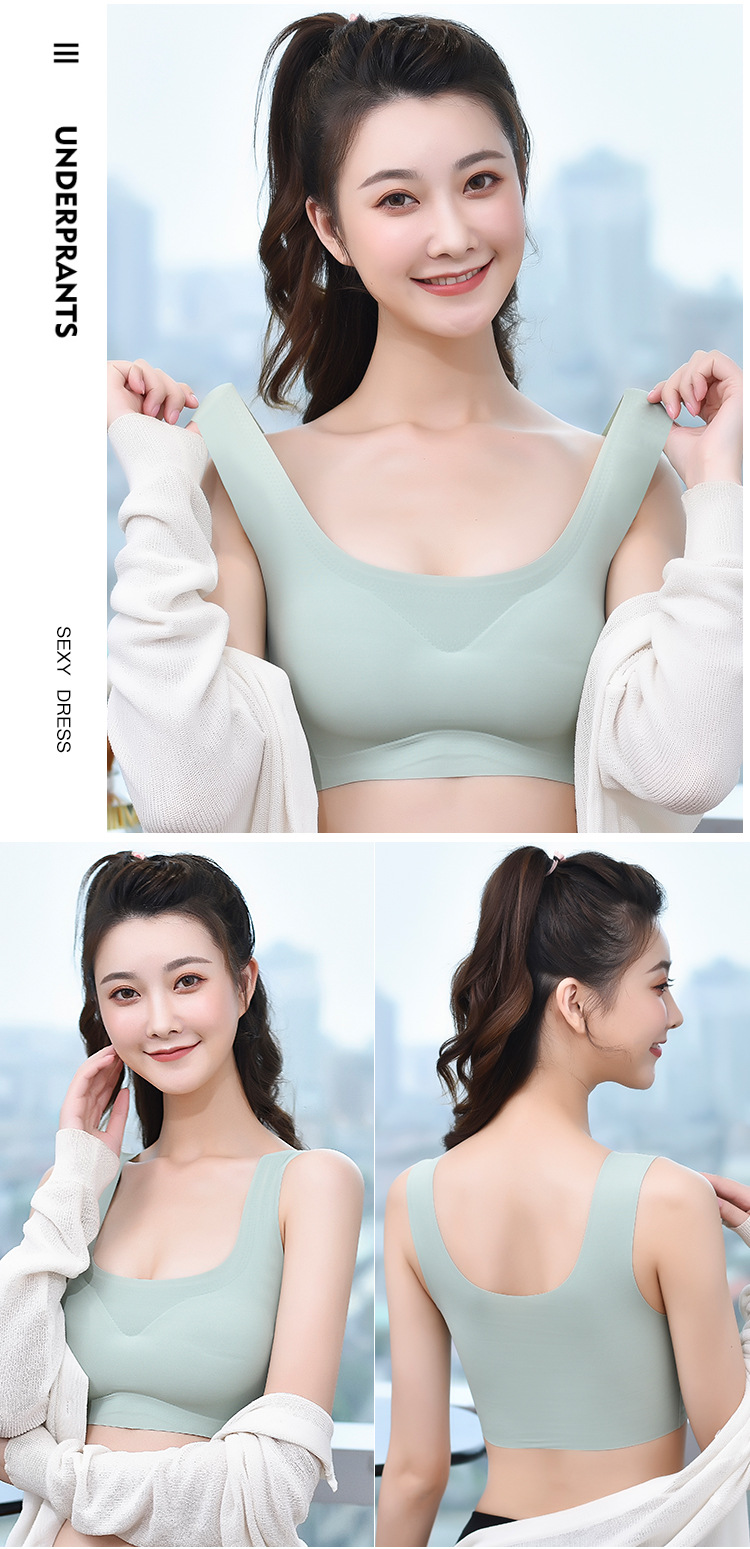 Popular Japanese Shangpin Peace of Mind Generation Seamless Underwear One-Piece Women's Ice Silk Back Shaping Sports Yoga Vest Bra