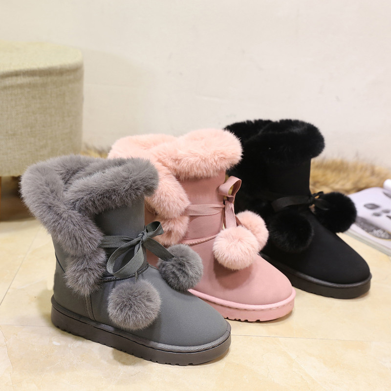2021new Winter Korean Style Fashion round Toe Solidcolor Mid-Calf Length Haoyang Snow Boots Flat Warm Women's Fashionable Boots