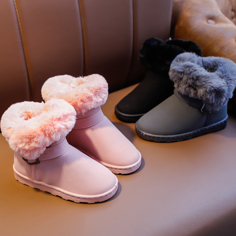 2021new Winter Korean Style Fashion round Toe Solidcolor Mid-Calf Length Haoyang Snow Boots Flat Warm Women's Fashionable Boots