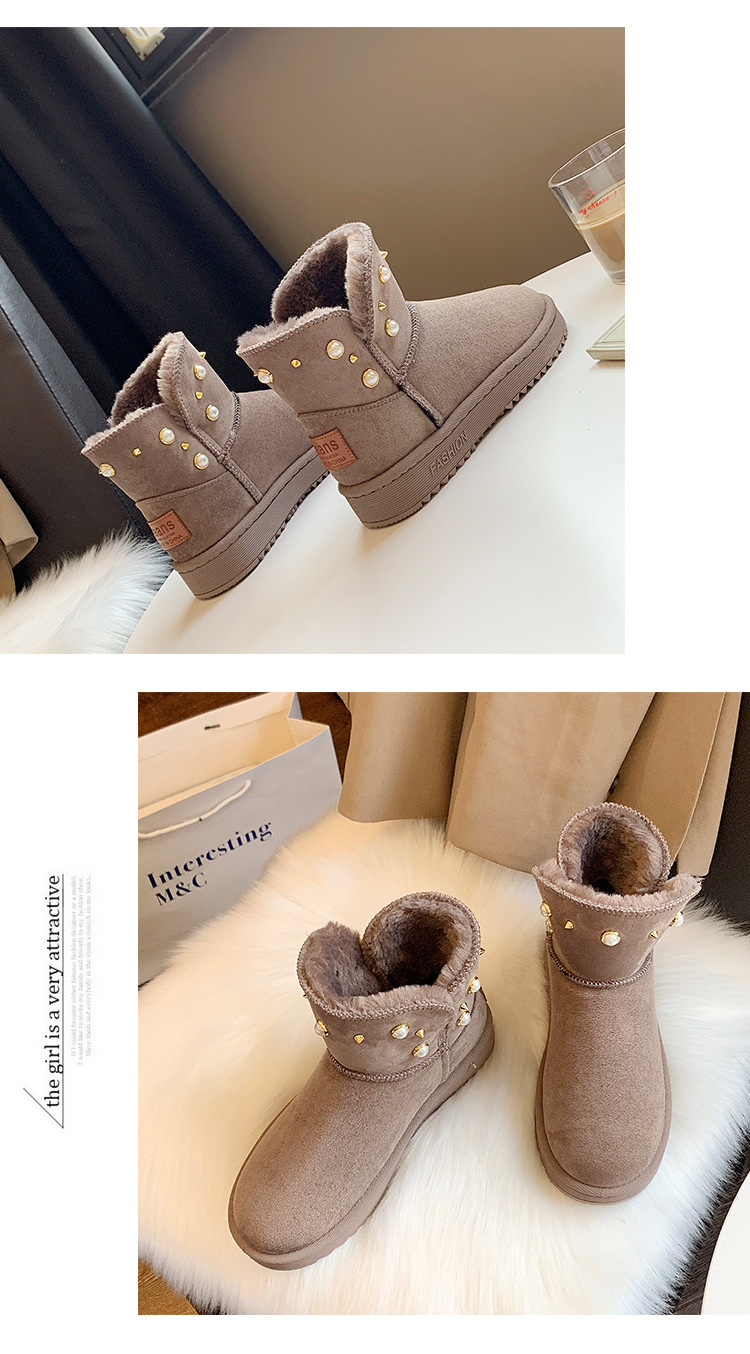 2021new Winter Korean Style Fashion round Toe Solidcolor Mid-Calf Length Haoyang Snow Boots Flat Warm Women's Fashionable Boots