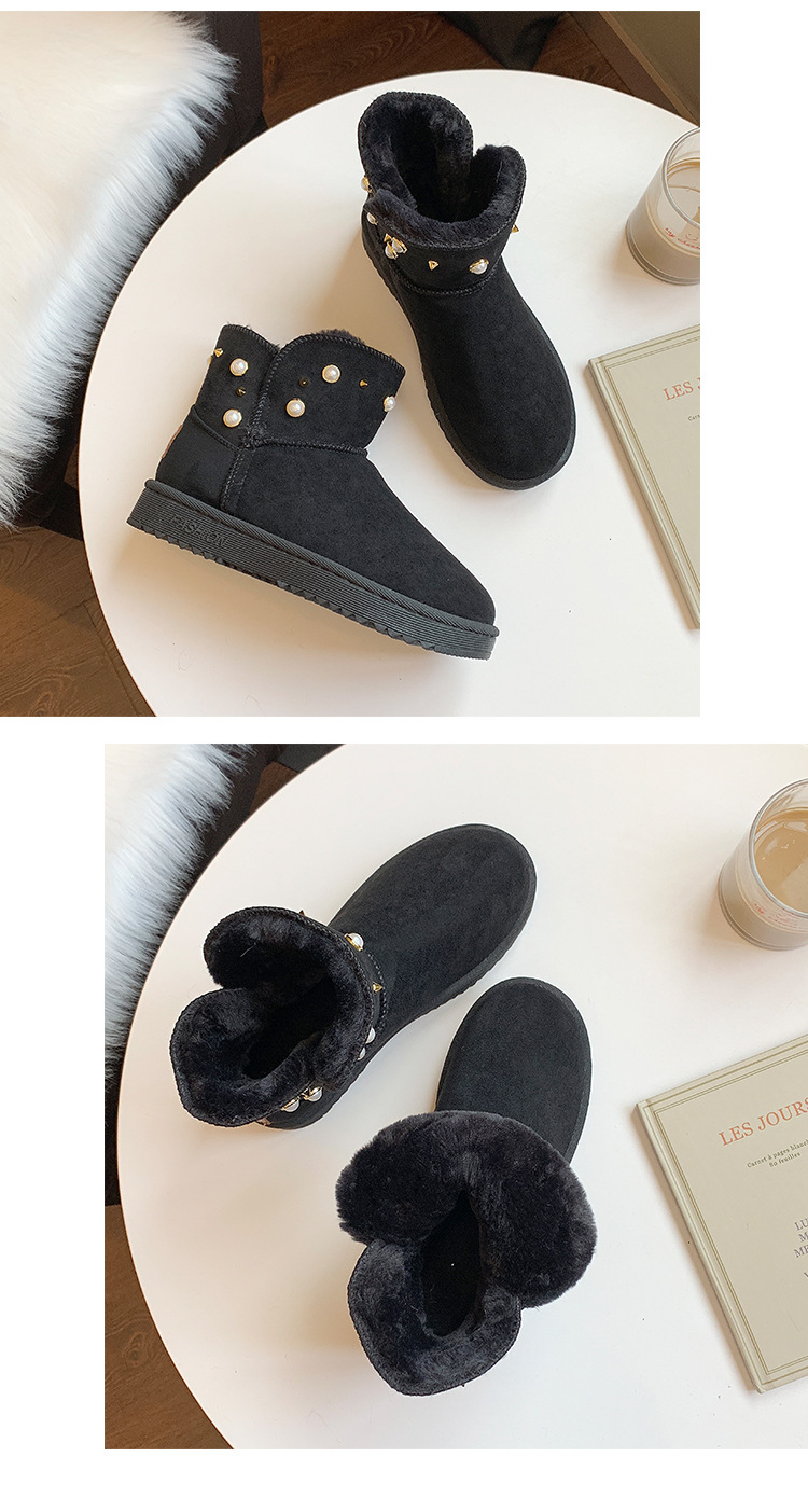 2021new Winter Korean Style Fashion round Toe Solidcolor Mid-Calf Length Haoyang Snow Boots Flat Warm Women's Fashionable Boots