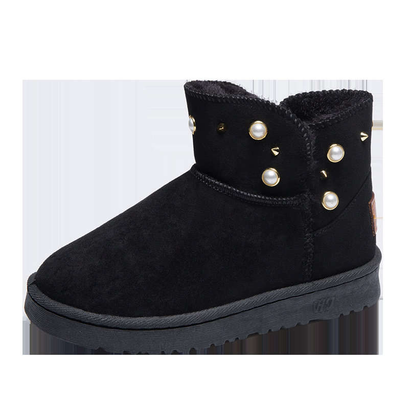 2021new Winter Korean Style Fashion round Toe Solidcolor Mid-Calf Length Haoyang Snow Boots Flat Warm Women's Fashionable Boots