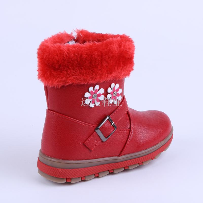 Foreign trade red girl snow boots with thick undercoat anti-skid