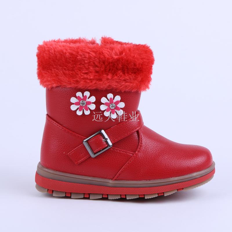 Foreign trade red girl snow boots with thick undercoat anti-skid