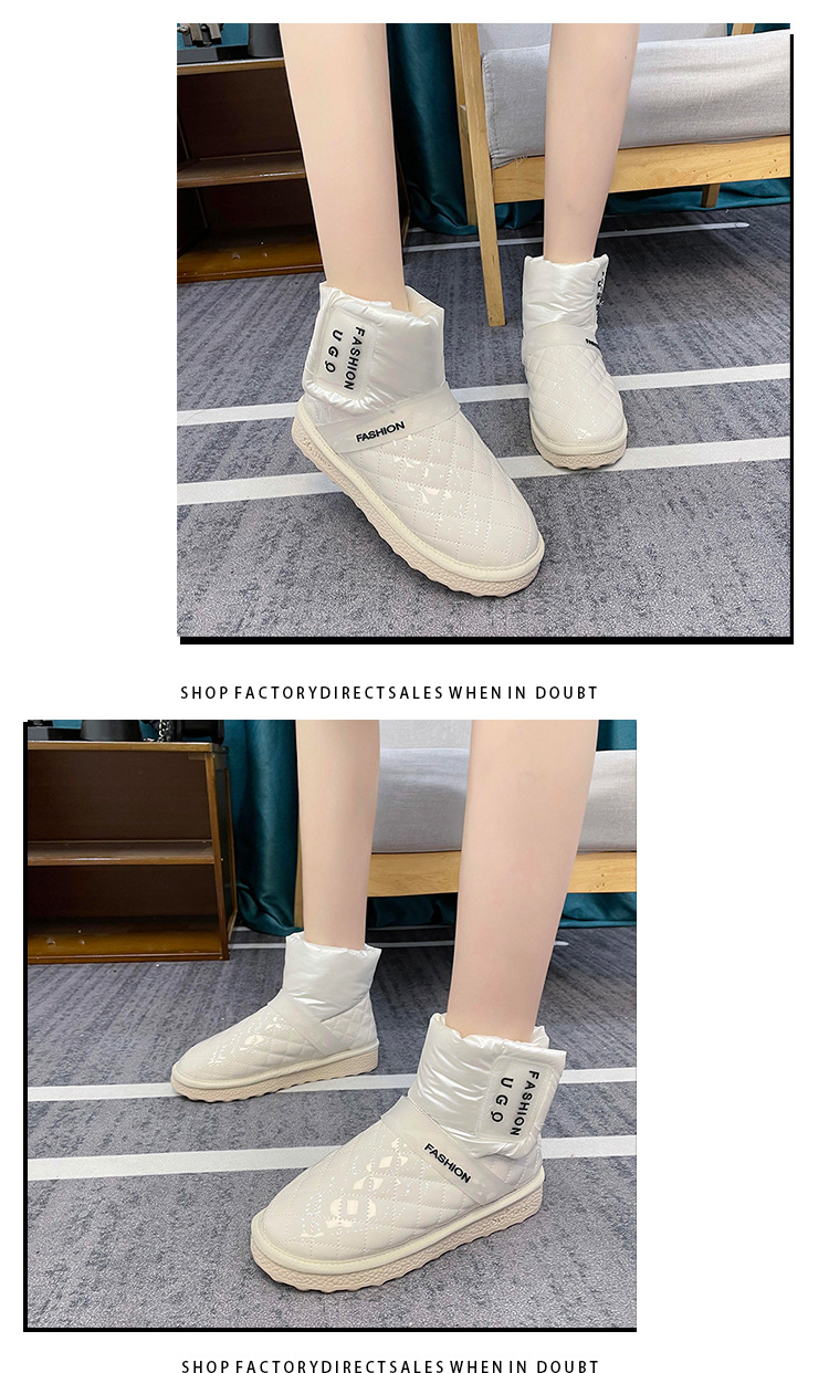 Winter Snow Boots Women's New Fashionable Thick Fashion Casual Flat British Style White Warm Short Tube