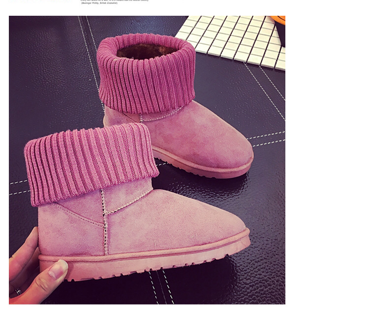Foreign Trade Fashionable Knitted Wool Flanging Cotton Boots Cotton Shoes Fashion Snow Boots Cotton Shoes