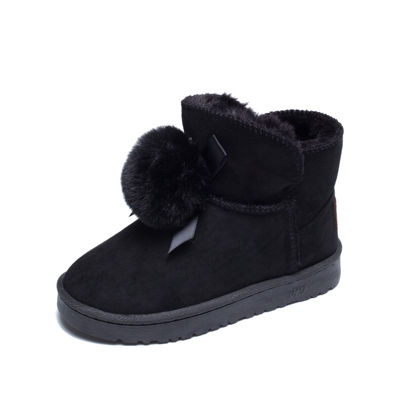 PU Leather Low-Top Snow Boots Women's Winter New Thickened Non-Slip Warm Short Cotton Shoes Women's Slip-on Bread Shoes Wholesale