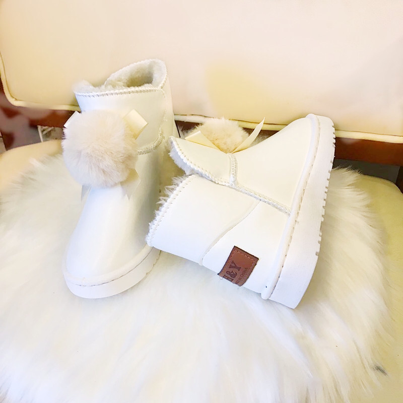PU Leather Low-Top Snow Boots Women's Winter New Thickened Non-Slip Warm Short Cotton Shoes Women's Slip-on Bread Shoes Wholesale